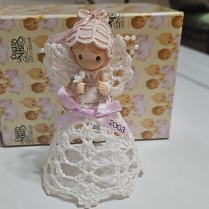 Vintage Precious Moments Angel Hanging Ornament, Graced With Lace, NIB